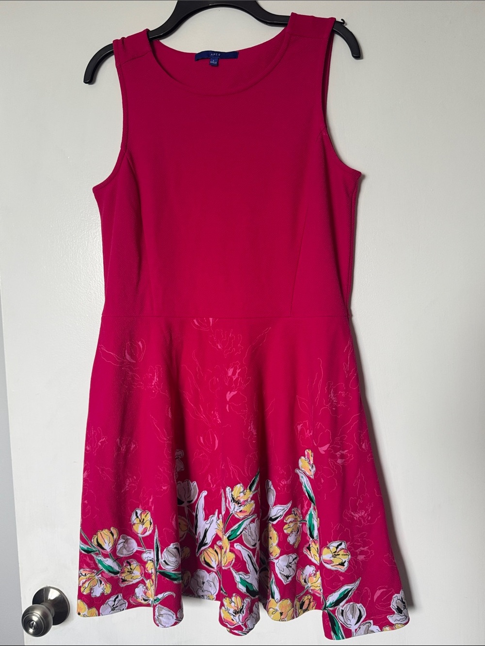 Apt. 9 Hot Pink Sleeveless Floral Knee Length Dress Large